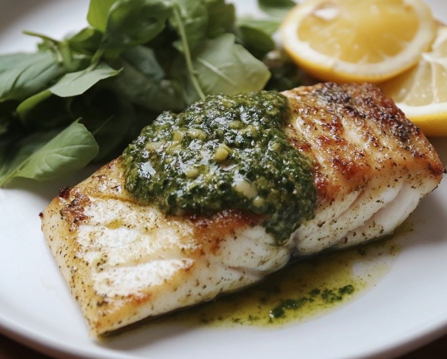 Barramundi with Pesto Sauce