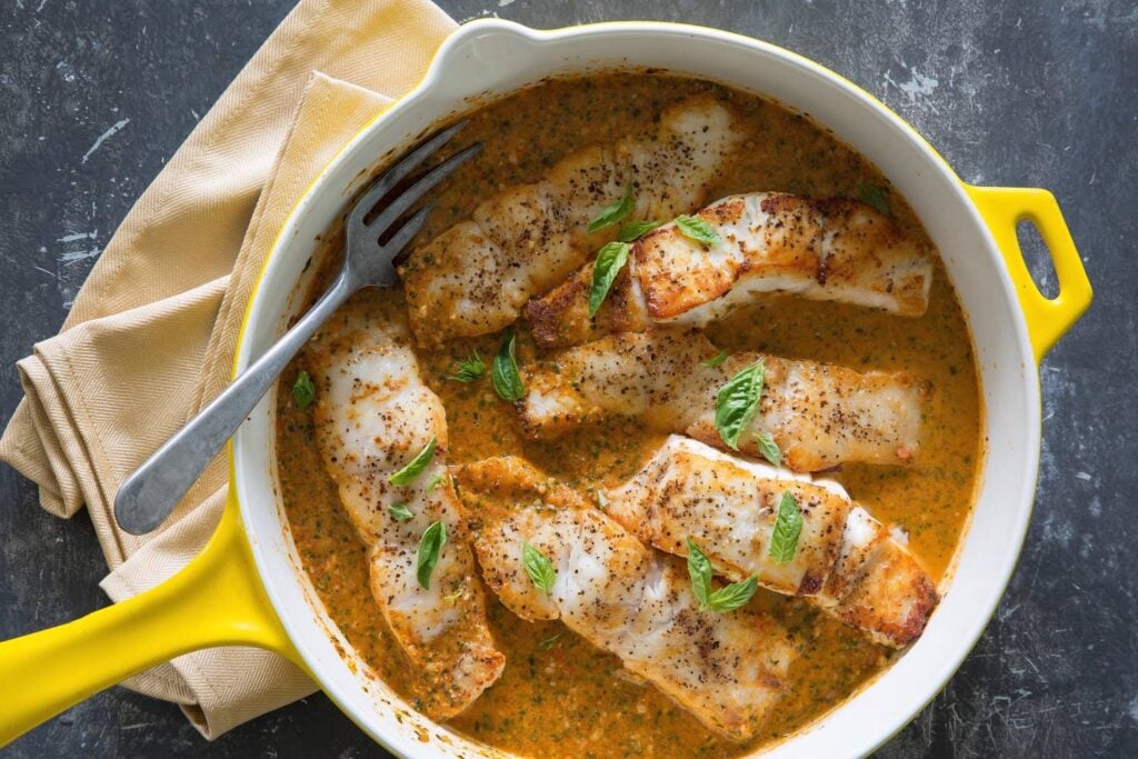 Grouper with Tomato-Red Pepper Sauce