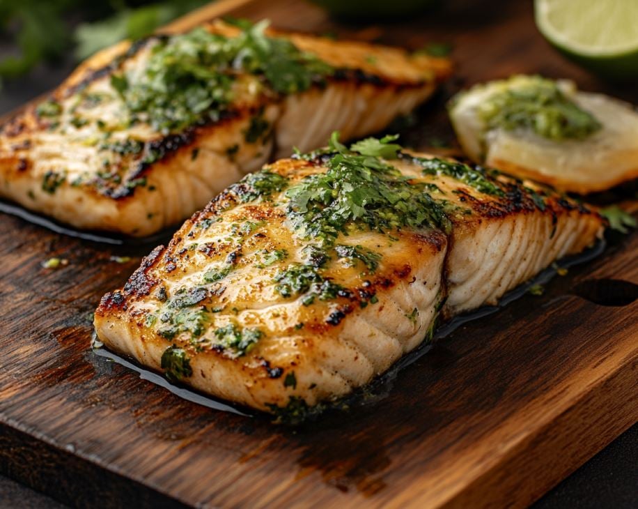 Planked Whitefish with Cilantro-Lime Butter