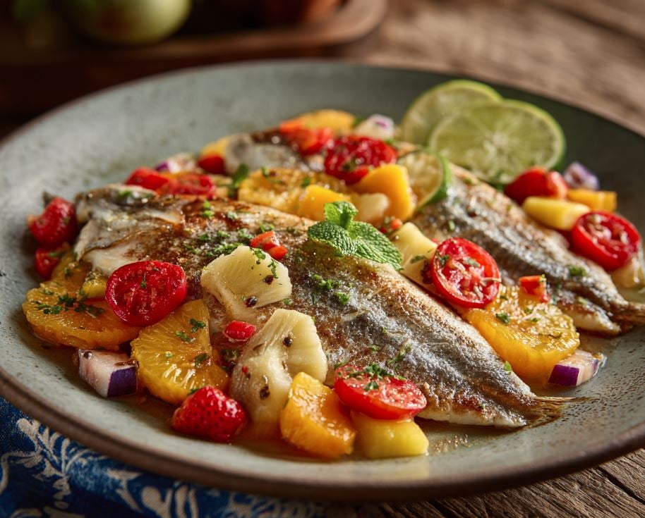 Pompano Fish Fillets with Tropical Fruit