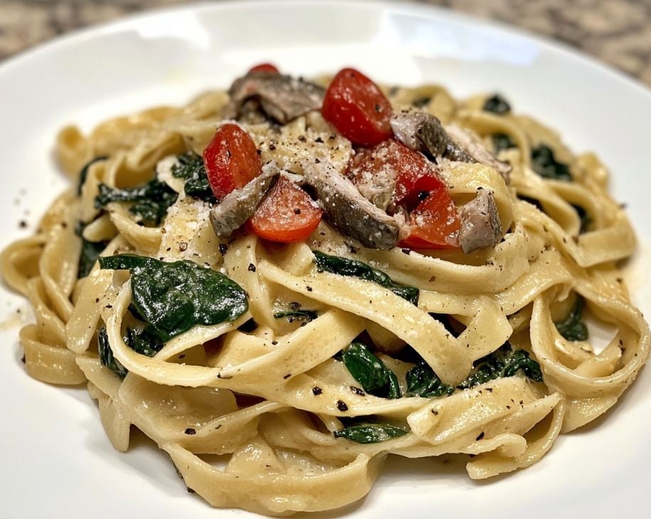 Spinach and Anchovy Fettuccine