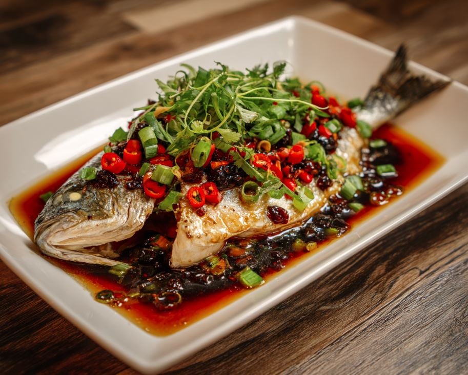 Steamed Pompano with Black Bean Garlic Sauce