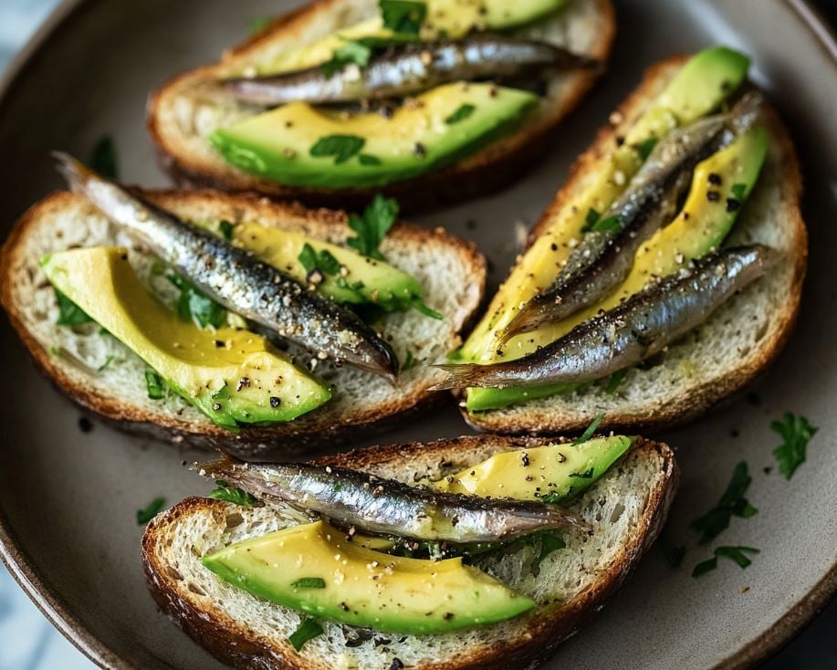 White Anchovy and Avocado Toasts