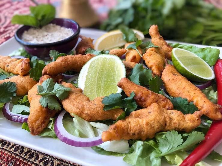 Whiting Pakoras with Coconut Chutney