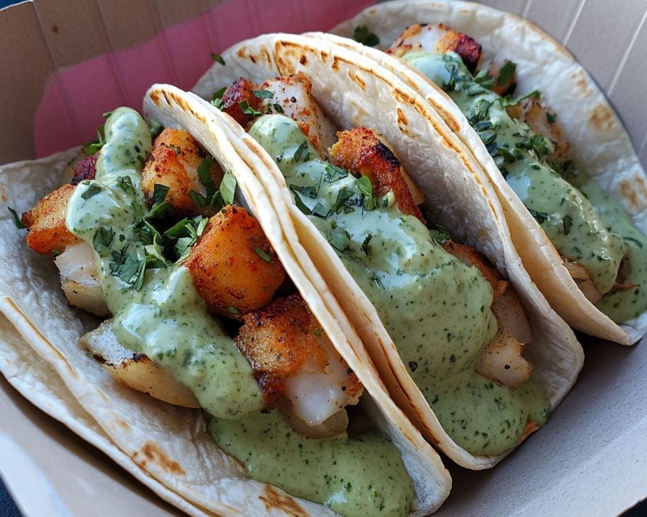 Baja-Style Basa Tacos with Coriander Mayo