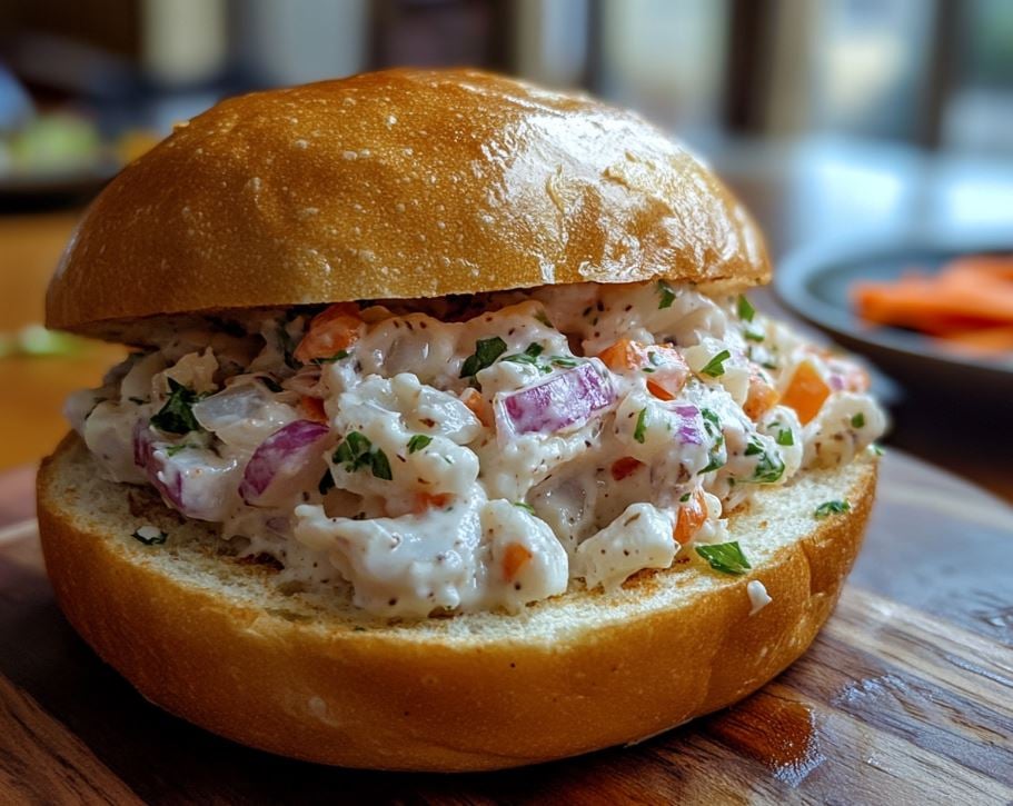 Fresh Homemade Basa Fish Salad Sandwich