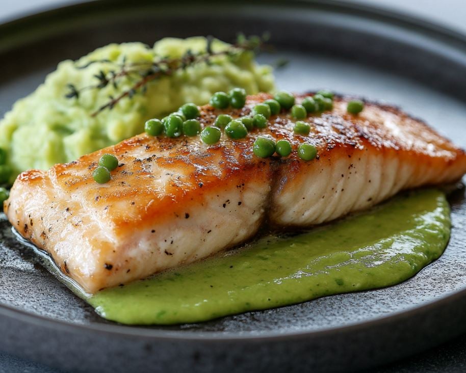 Smoked Basa with Creamy Lemon Sauce and Pea Mash