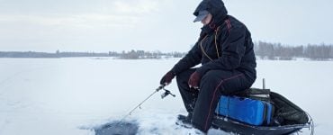 ice fishing sled on a lake