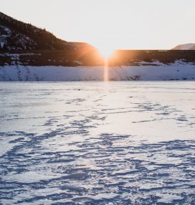 frozen lake in montana