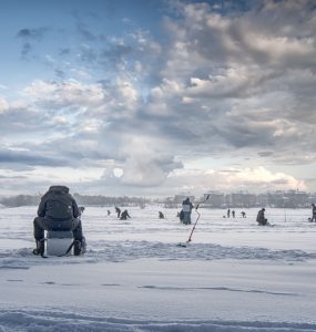people ice fishing at a spot in ohio
