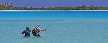 Man saltwater Flyfishing With A Guide