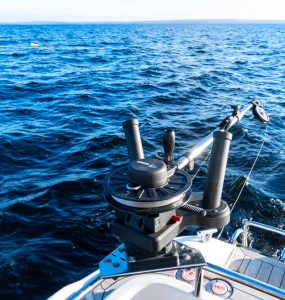 fishing with a cannon downrigger on a boat