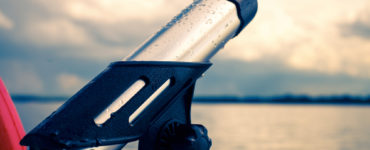 fishing rod holder mounted on a boat
