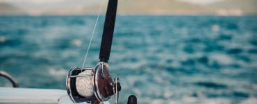 a salmon trolling rod on a boat