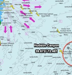 hudson canyon GPS coordinates