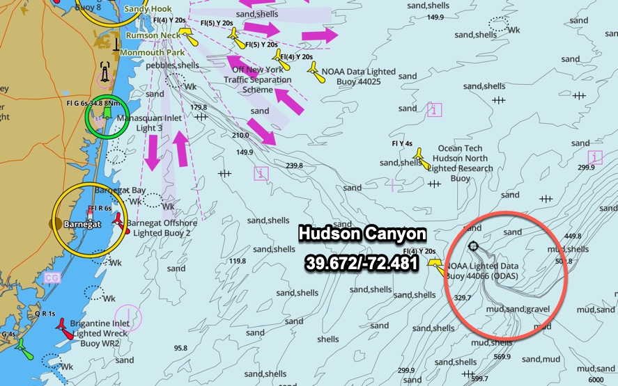 Hudson Canyon Fishing Map Hudson Canyon Gps Coordinates