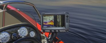 a fish finder gps combo mounted on a fishing boat