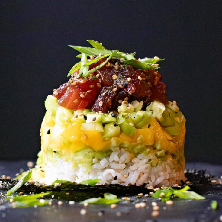 Ahi Tuna Sushi Tower with Avocado