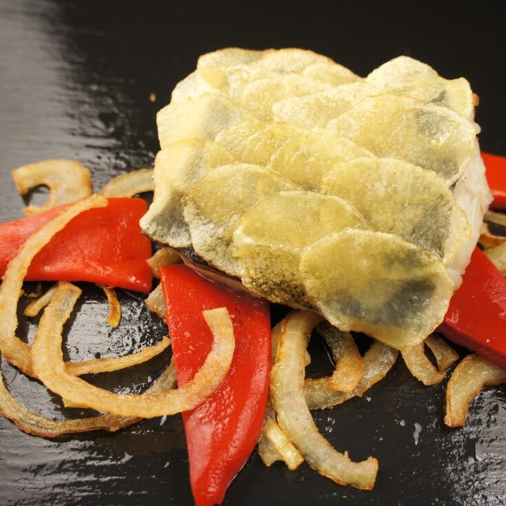 Image for Sargo with Crispy Potato Slices, Piquillo Peppers and Sautéed